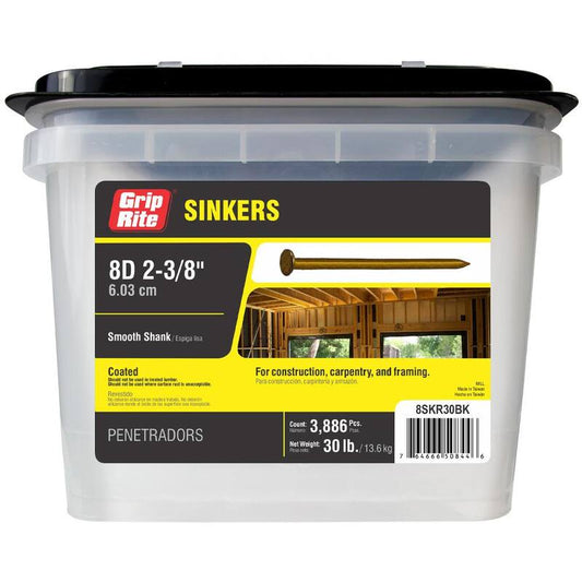 #11-1/2 x 2-3/8 in. 8-Penny Smooth Vinyl-Coated Steel Sinker Nails (30 lb. Pack)